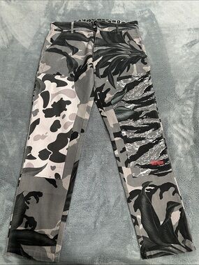 Civil Regime Gray Black Camouflage Patchwork carpenter pants size 32